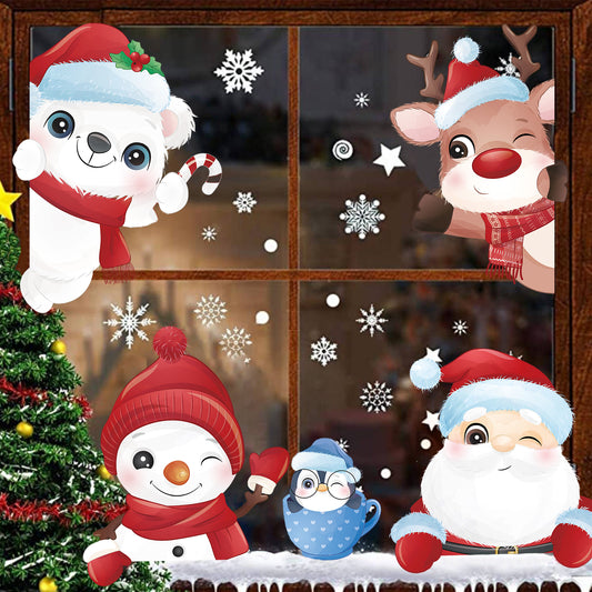 Hanylulu Christmas Window Decorations, 9 Style/192 PCS Stickers Decals DIY Window Clings Santa Claus Reindeer Penguin Snowman Christmas Window Decor Party Showcase Windows Glass Doors Supplies（BUY ON AMAZON)