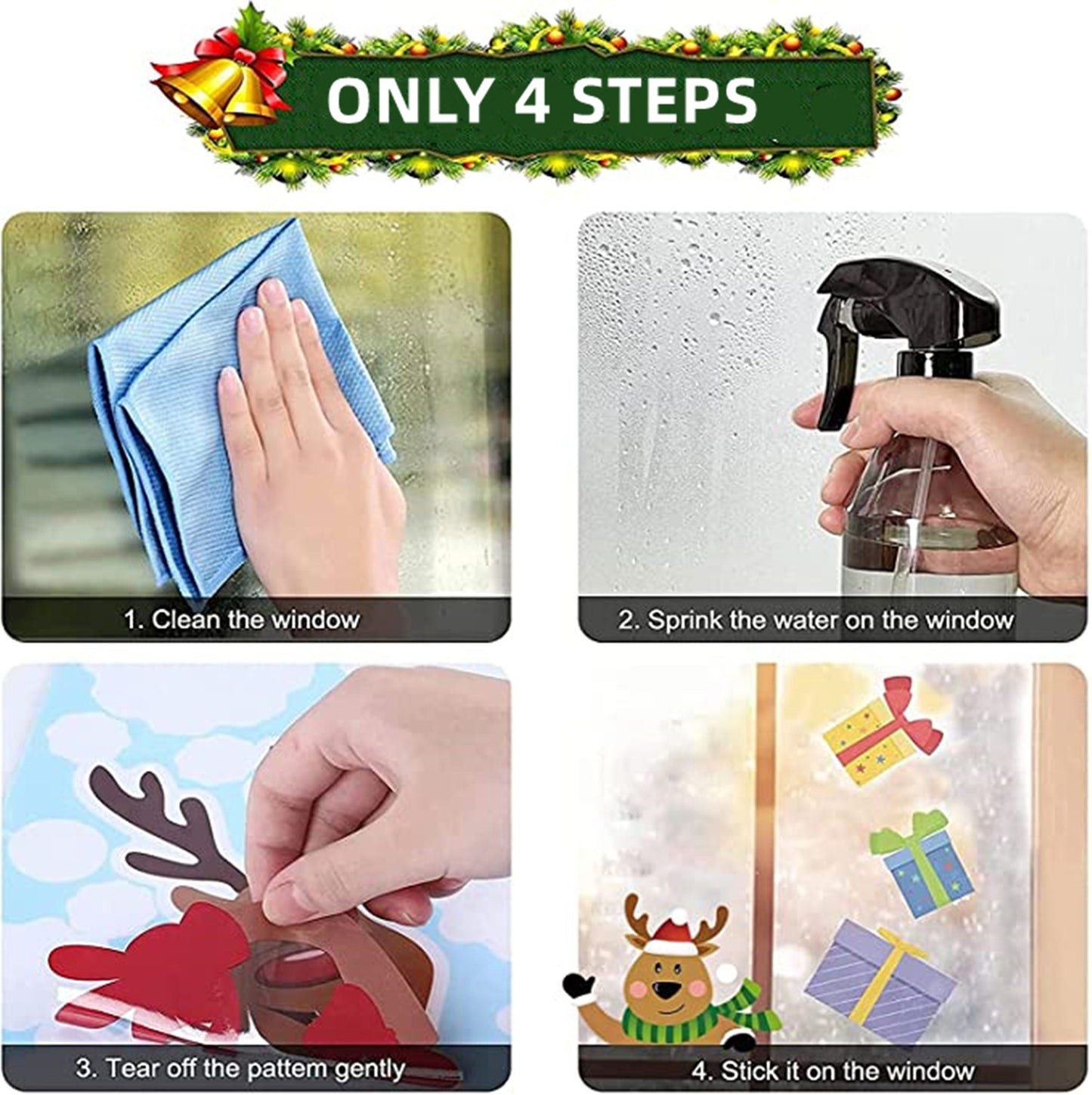 Hanylulu Decoraciones navideñas para ventanas, 9 estilos/192 PCS Pegatinas Calcomanías para ventanas DIY Papá Noel Reno Pingüino Muñeco de nieve Decoración navideña para ventanas Fiesta Escaparate Ventanas Puertas de vidrio Suministros (COMPRAR EN AMAZON)