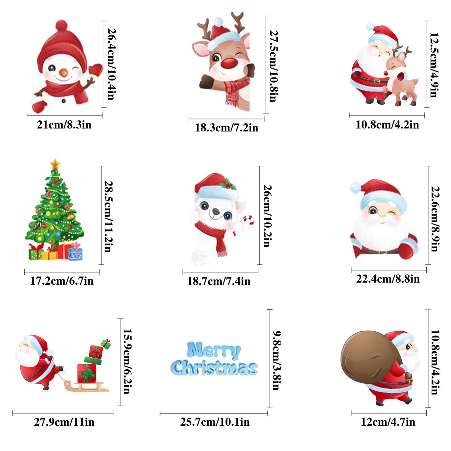 Hanylulu Christmas Window Decorations, 9 Style/192 PCS Stickers Decals DIY Window Clings Santa Claus Reindeer Penguin Snowman Christmas Window Decor Party Showcase Windows Glass Doors Supplies（BUY ON AMAZON)